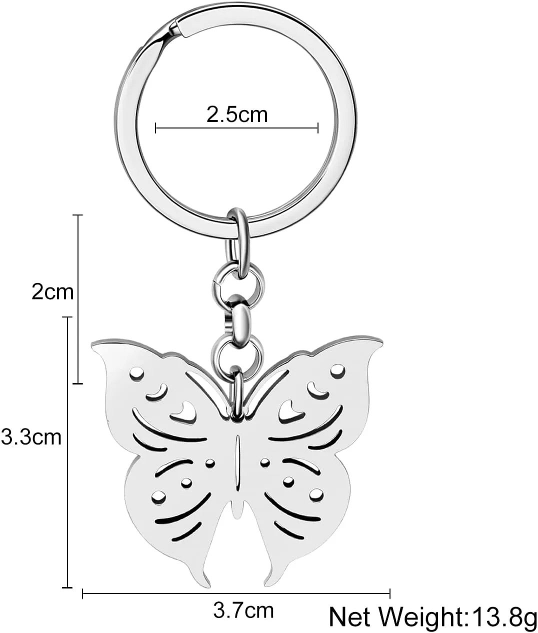 Stainless Steel Butterfly Keyring Pendant Butterfly Keychain Gifts for Women Girls Key Chain Car Purse Charms