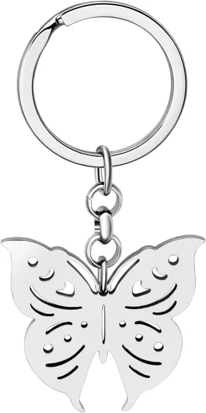 Stainless Steel Butterfly Keyring Pendant Butterfly Keychain Gifts for Women Girls Key Chain Car Purse Charms