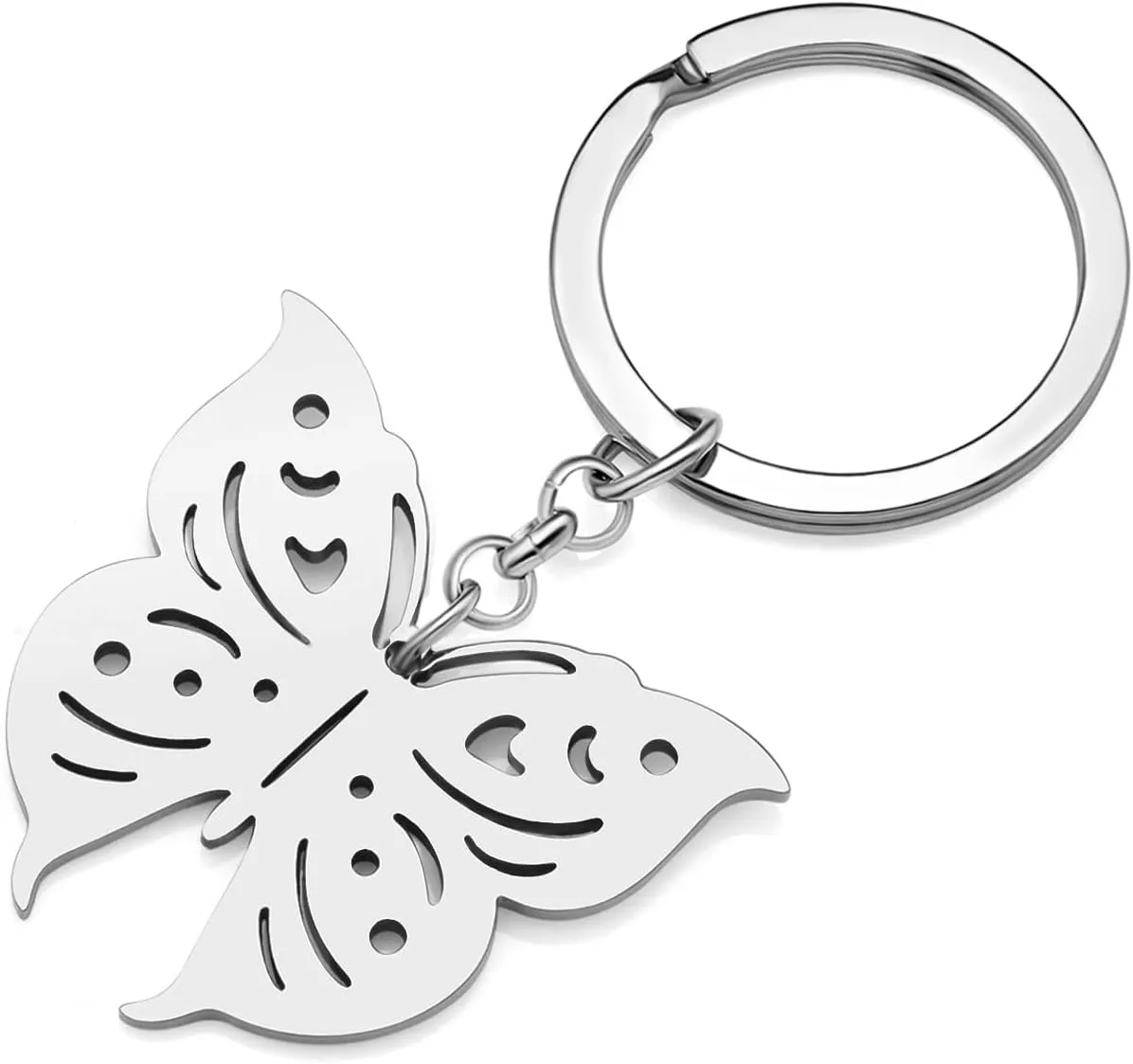 Stainless Steel Butterfly Keyring Pendant Butterfly Keychain Gifts for Women Girls Key Chain Car Purse Charms