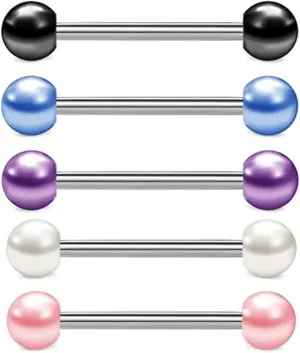 Stainless Steel Nipple Rings Acrylic Barbell Fashion Butterfly Tongue Piercing Jewelry Body Retainer 14G(1.6mm) 16mm 5 Pcs