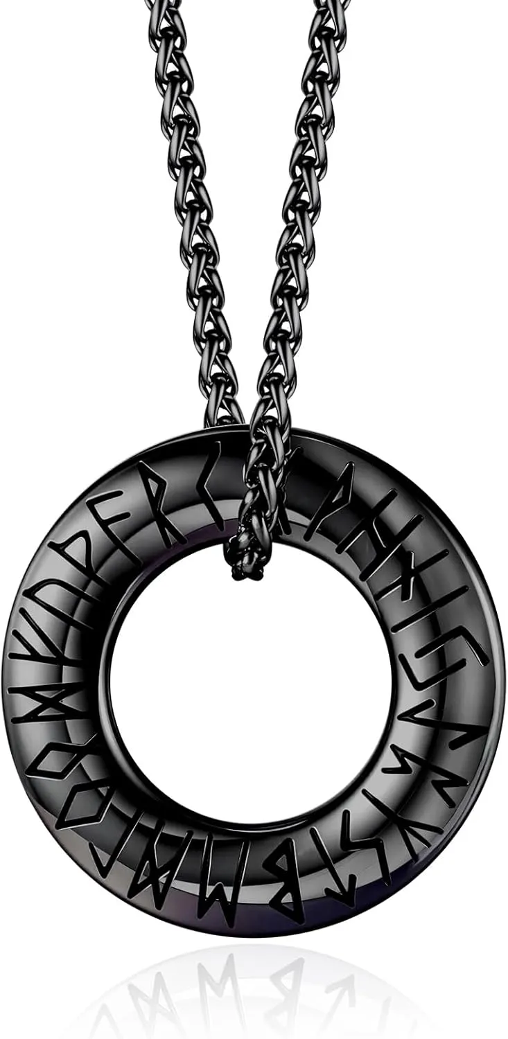 Stainless Steel Viking Rune & Celtic Cross Pendant Necklace Set  Includes Thors Hammer, Trinity Knot & Tree of Life Charms on 24 Chains  Gift for Men & Women