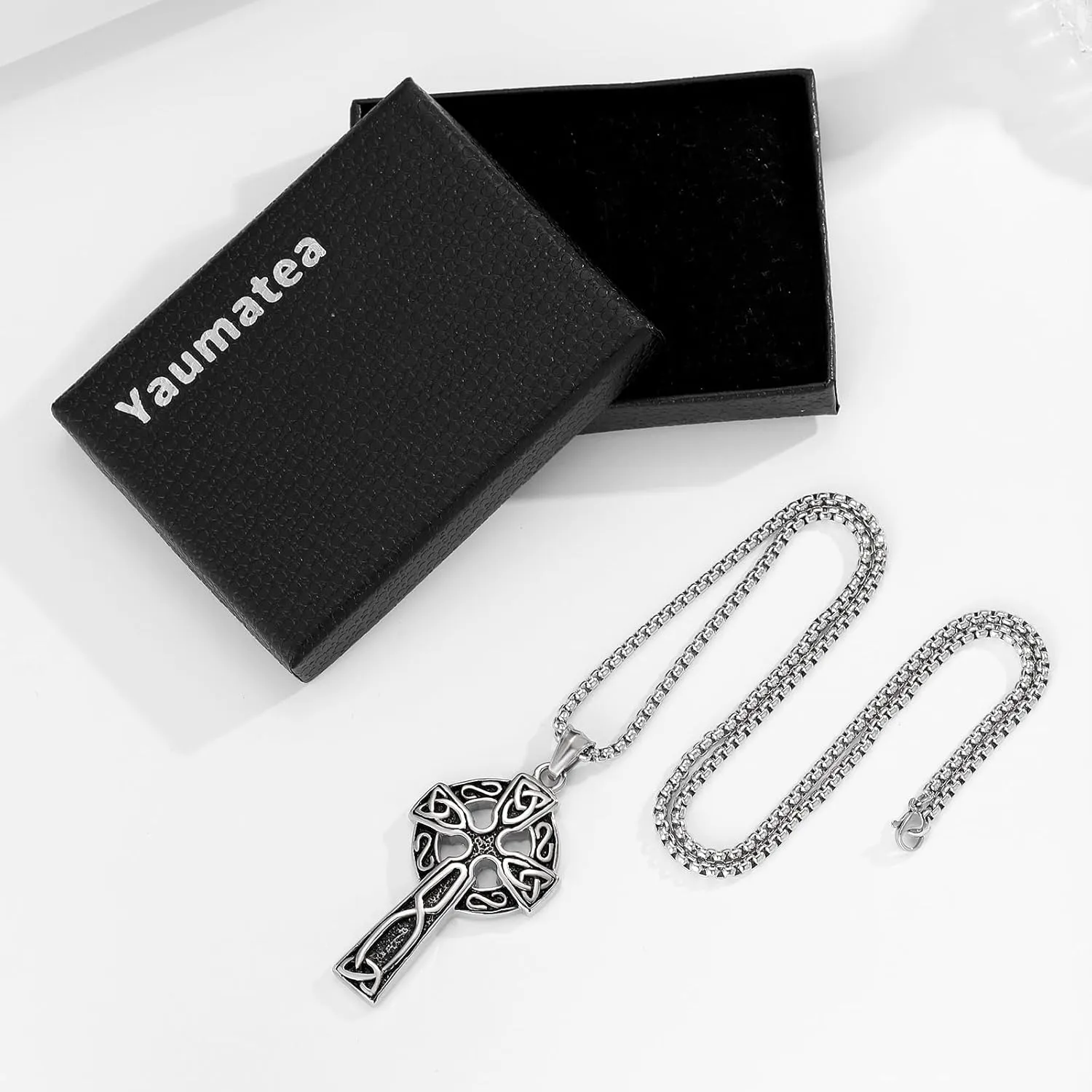 Stainless Steel Viking Rune & Celtic Cross Pendant Necklace Set  Includes Thors Hammer, Trinity Knot & Tree of Life Charms on 24 Chains  Gift for Men & Women