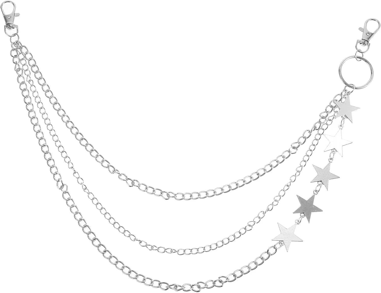Star Pants Chain Silver Goth Punk Wallet Chains Layered Y2k Punk Layered Jean Goth Pocket Accessories for Women and Men(1 Pcs)