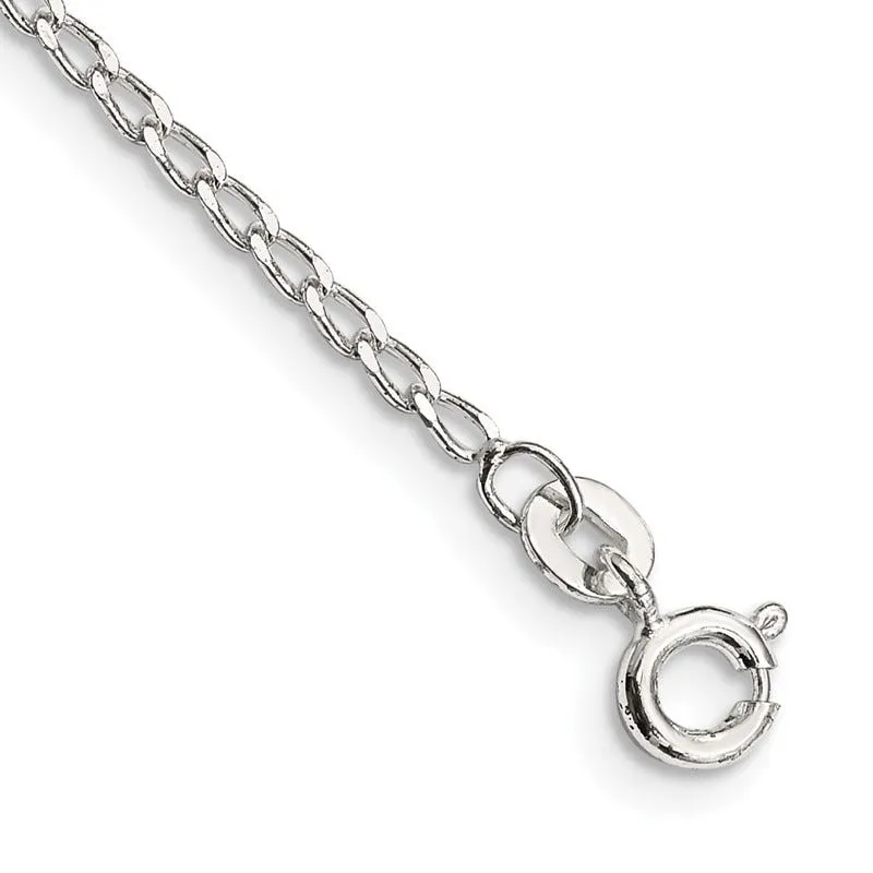 Sterling Silver 1.5mm Open Elongated Link Chain Bracelet