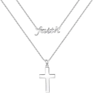Sterling Silver Cross Necklace - Christian Faith Religious Hope Pendant Jewelry for Women with Packing Box