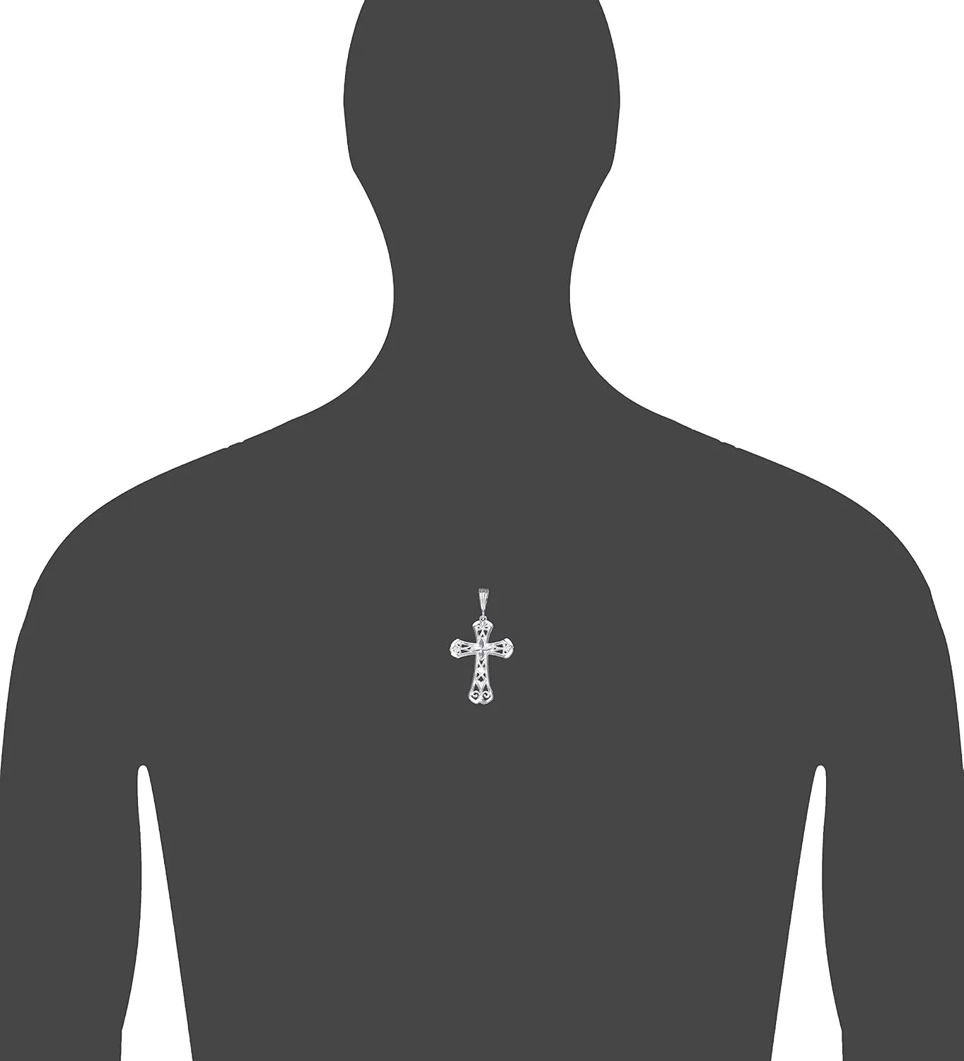 Sterling Silver Cross Without Jesus Pendant Necklace with Diamond Cuts and Chain
