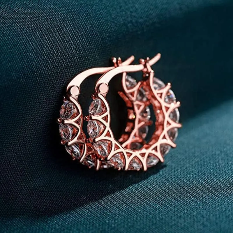 Sterling Silver Hoop Earrings for Women, High-Carbon Diamond Hoop Earrings, Hypoallergenic Diamond Huggies Earrings for Women
