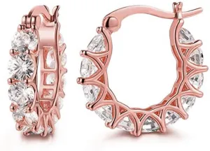 Sterling Silver Hoop Earrings for Women, High-Carbon Diamond Hoop Earrings, Hypoallergenic Diamond Huggies Earrings for Women