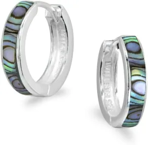 Sterling Silver Tiny Small 15mm Shell Round Huggie Hoop Earrings, Choose a Color