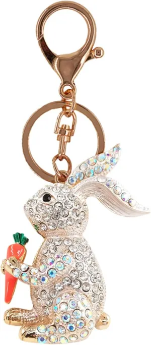Stick Pin Colorful Diamond Encrusted Radish Cute Rabbit Creative Alloy Key Chain Decoration Easter Cartoon Pin Locks for
