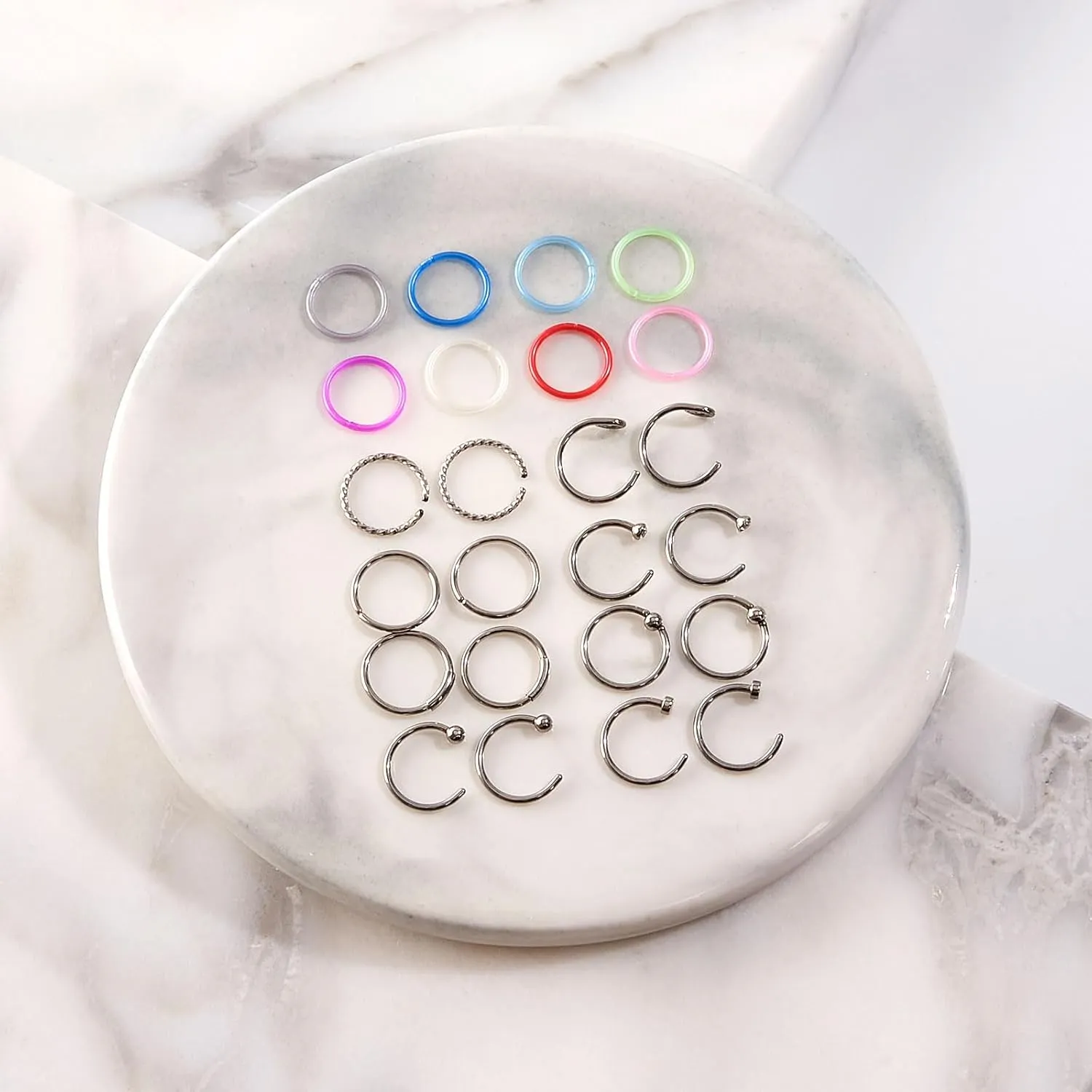 Stuppendux 20G 0.8mm Clear Nose Studs Retainers Nose Piercing Retainer Mix Color Body Jewelry Piercing for Women Men