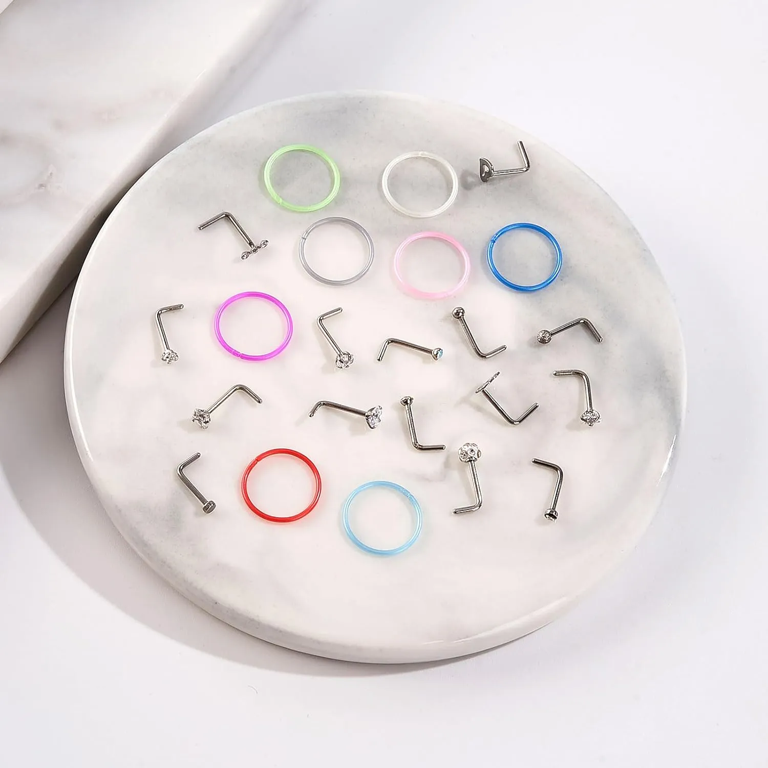 Stuppendux 20G 0.8mm Clear Nose Studs Retainers Nose Piercing Retainer Mix Color Body Jewelry Piercing for Women Men