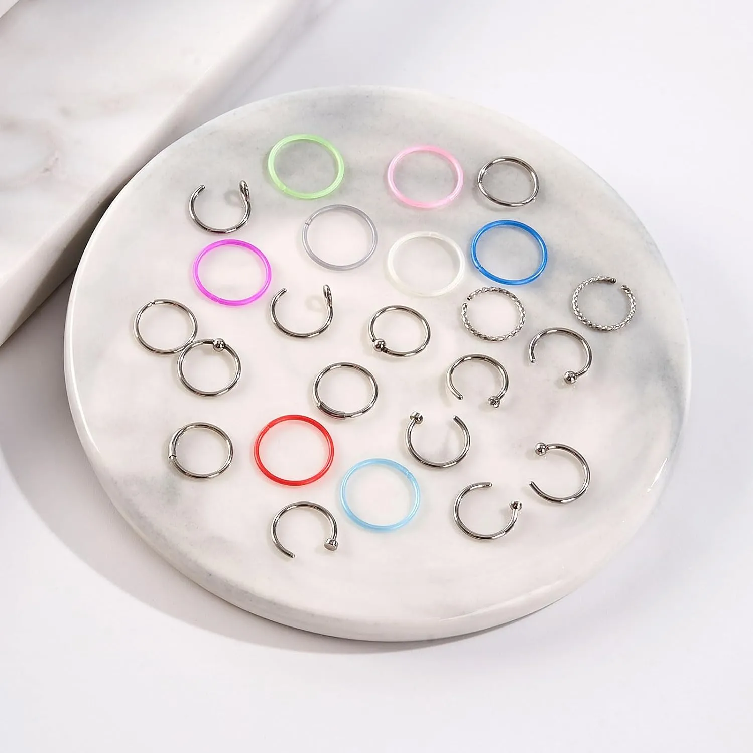 Stuppendux 20G 0.8mm Clear Nose Studs Retainers Nose Piercing Retainer Mix Color Body Jewelry Piercing for Women Men