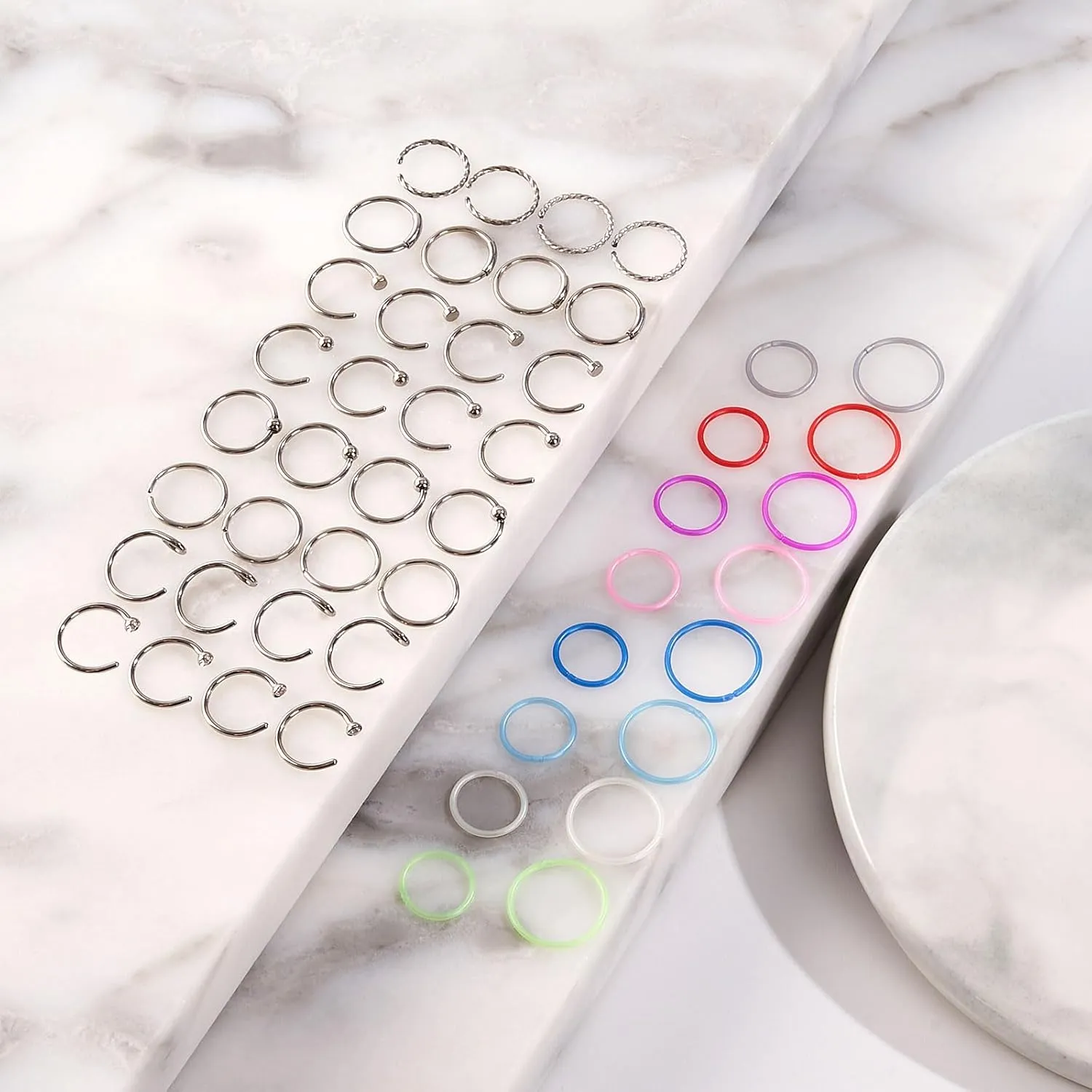Stuppendux 20G 0.8mm Clear Nose Studs Retainers Nose Piercing Retainer Mix Color Body Jewelry Piercing for Women Men