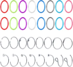 Stuppendux 20G 0.8mm Clear Nose Studs Retainers Nose Piercing Retainer Mix Color Body Jewelry Piercing for Women Men