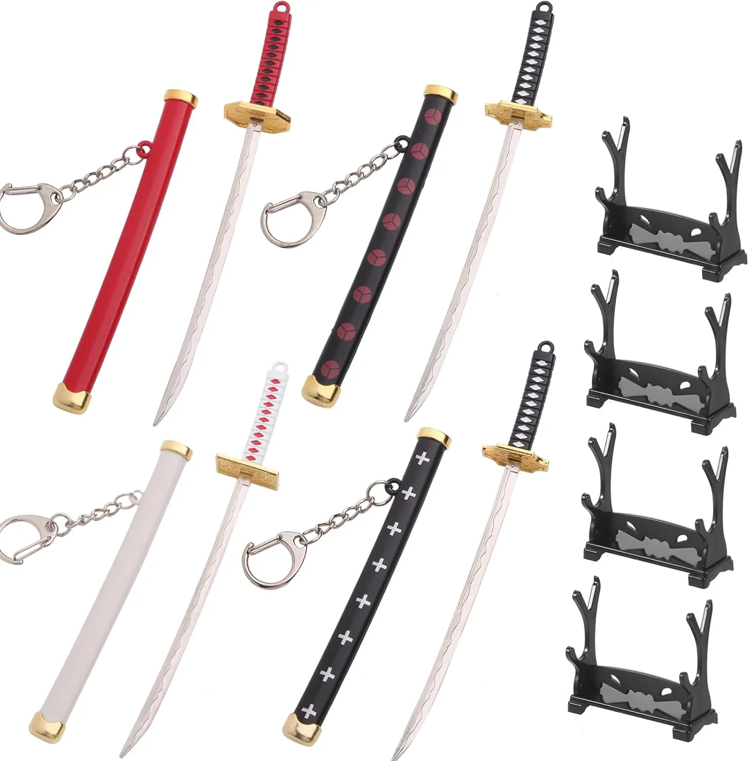 Suitable for One Piece keychain Mini Katana Key Chain Anime Accessories Gifts for Men Boys kids Movable Doll Art