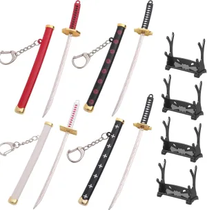Suitable for One Piece keychain Mini Katana Key Chain Anime Accessories Gifts for Men Boys kids Movable Doll Art