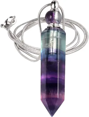 SUNYIK Stone Essential Oil Diffuser Necklace for Women, Hexagonal Pointed Healing Crystal Perfume Bottle Pendant with Chain for Men, 28"