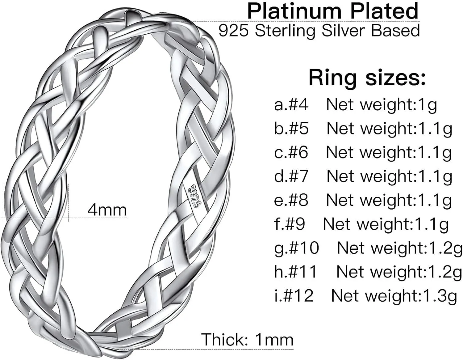 Suplight 925 Sterling Silver Celtic Knot Band Ring, 5mm 8mm Irish Celtic Finger Ring for Women Men Size 4-13 (with Gift Box)