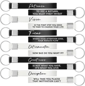 Sureio 24 Pcs Graduation Fathers Day Gift Inspirational Motivational Key Chains Gift Silicone for Employee Coworker Student Teacher Women Men