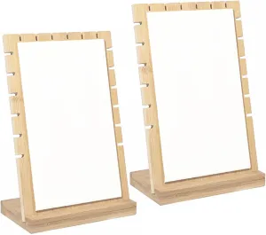 TANG SONG 2 PCS 9.8'' Bamboo Leather Soft Mat Multiple Necklace Display Stand Necklace Bracelets Chains Organizer Holder for Home (White)