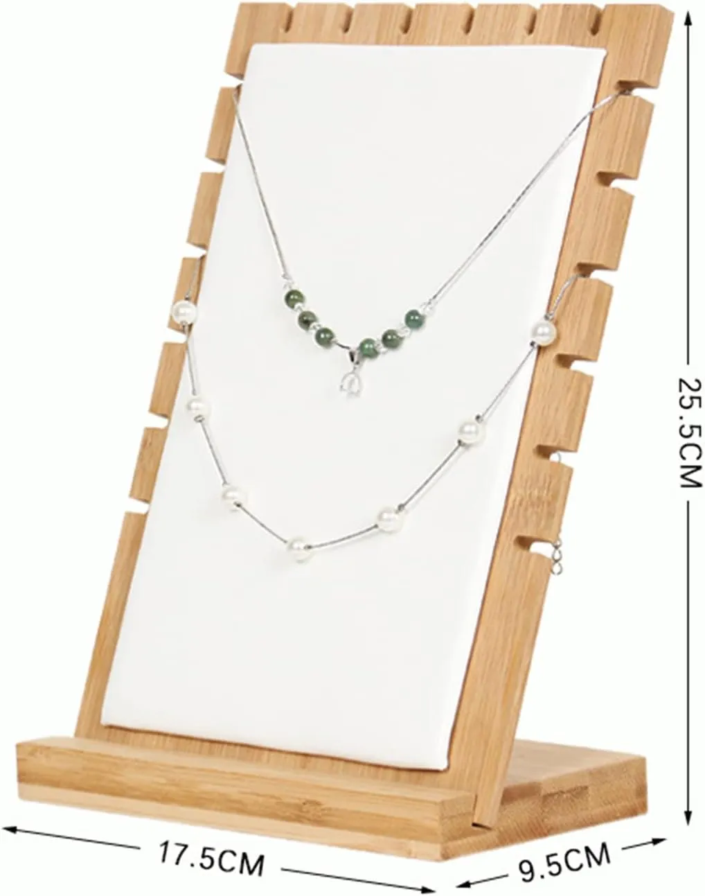 TANG SONG 2 PCS 9.8'' Bamboo Leather Soft Mat Multiple Necklace Display Stand Necklace Bracelets Chains Organizer Holder for Home (White)