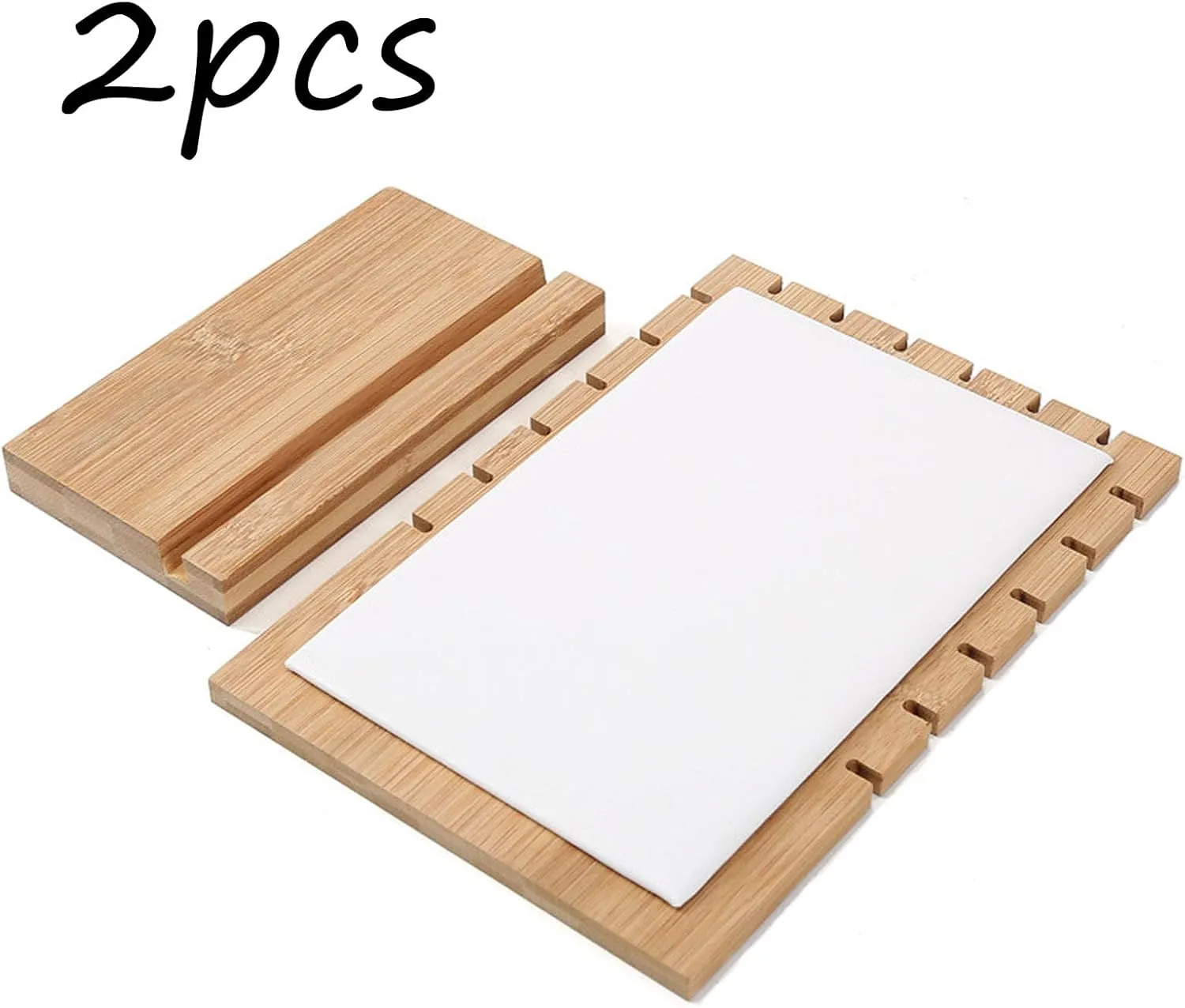 TANG SONG 2 PCS 9.8'' Bamboo Leather Soft Mat Multiple Necklace Display Stand Necklace Bracelets Chains Organizer Holder for Home (White)