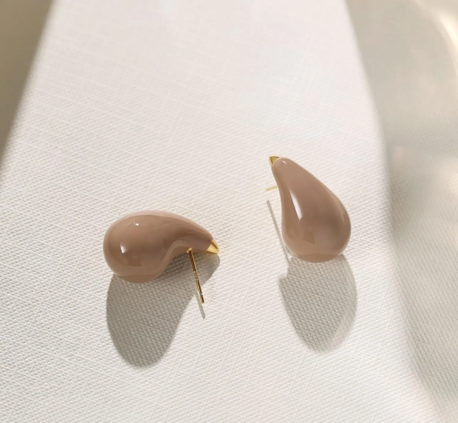 Teardrop 14K Gold Plated 925 Sterling Silver Post Hoop Earrings for Women | Enamel Colored Waterdrop Dupes Trendy Earrings | Lightweight Hypoallergenic