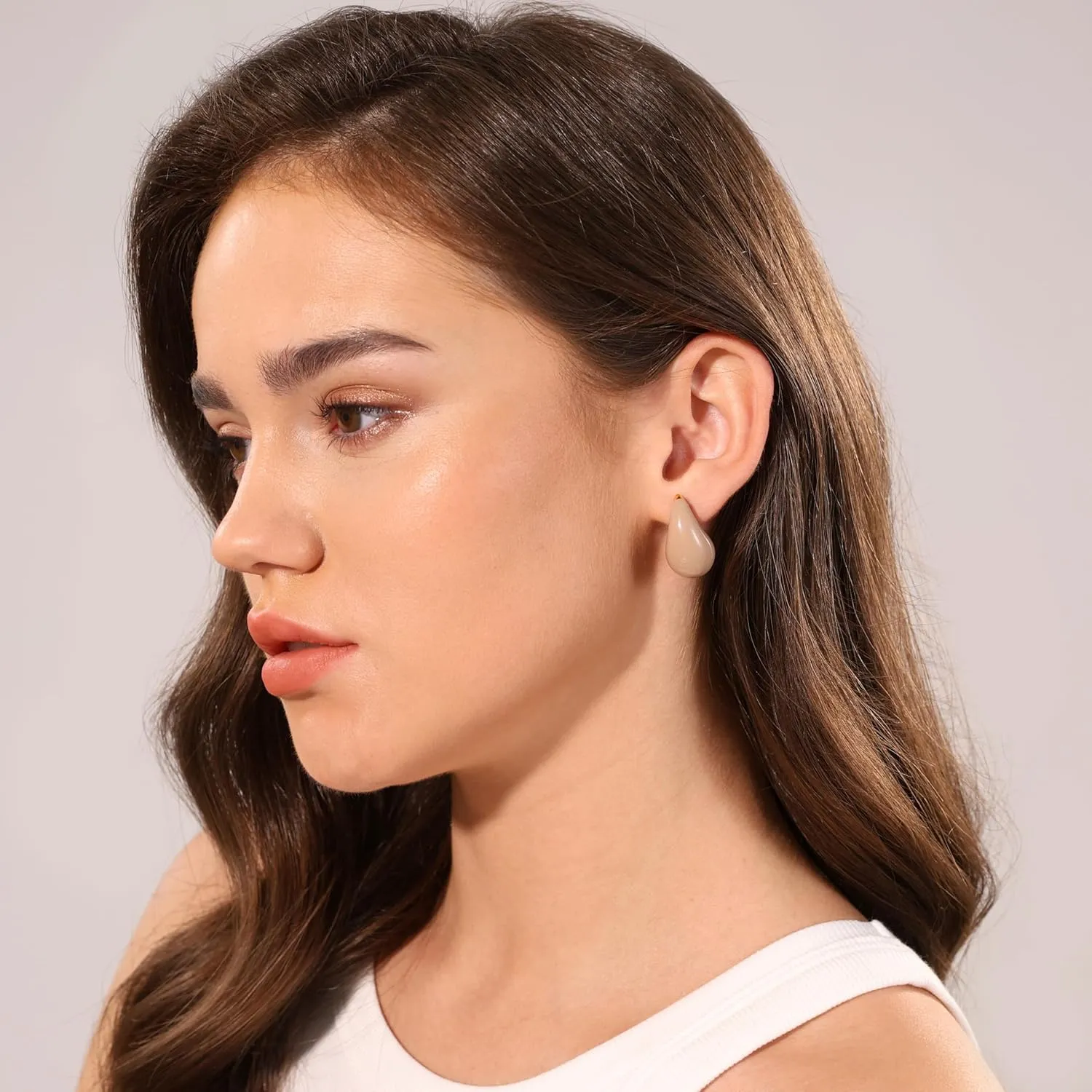 Teardrop 14K Gold Plated 925 Sterling Silver Post Hoop Earrings for Women | Enamel Colored Waterdrop Dupes Trendy Earrings | Lightweight Hypoallergenic