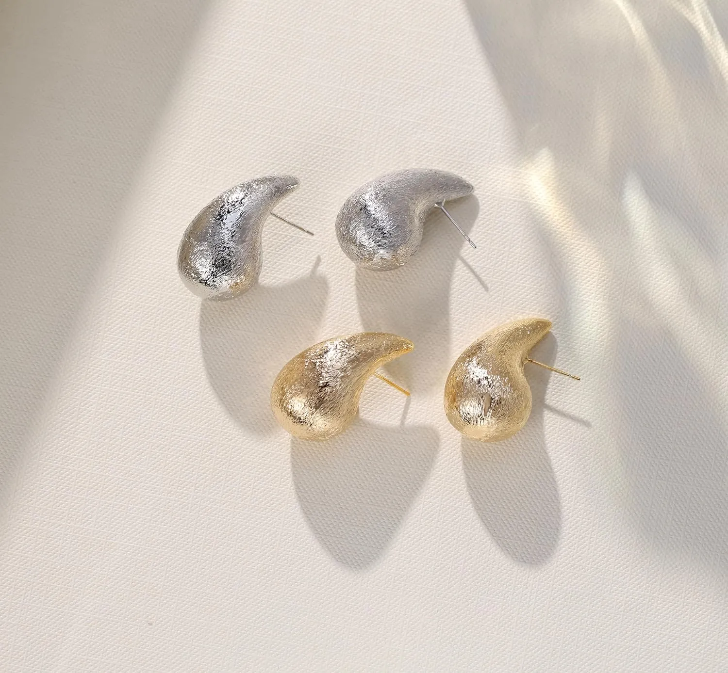 Teardrop 14K Gold Plated 925 Sterling Silver Post Hoop Earrings for Women | Enamel Colored Waterdrop Dupes Trendy Earrings | Lightweight Hypoallergenic