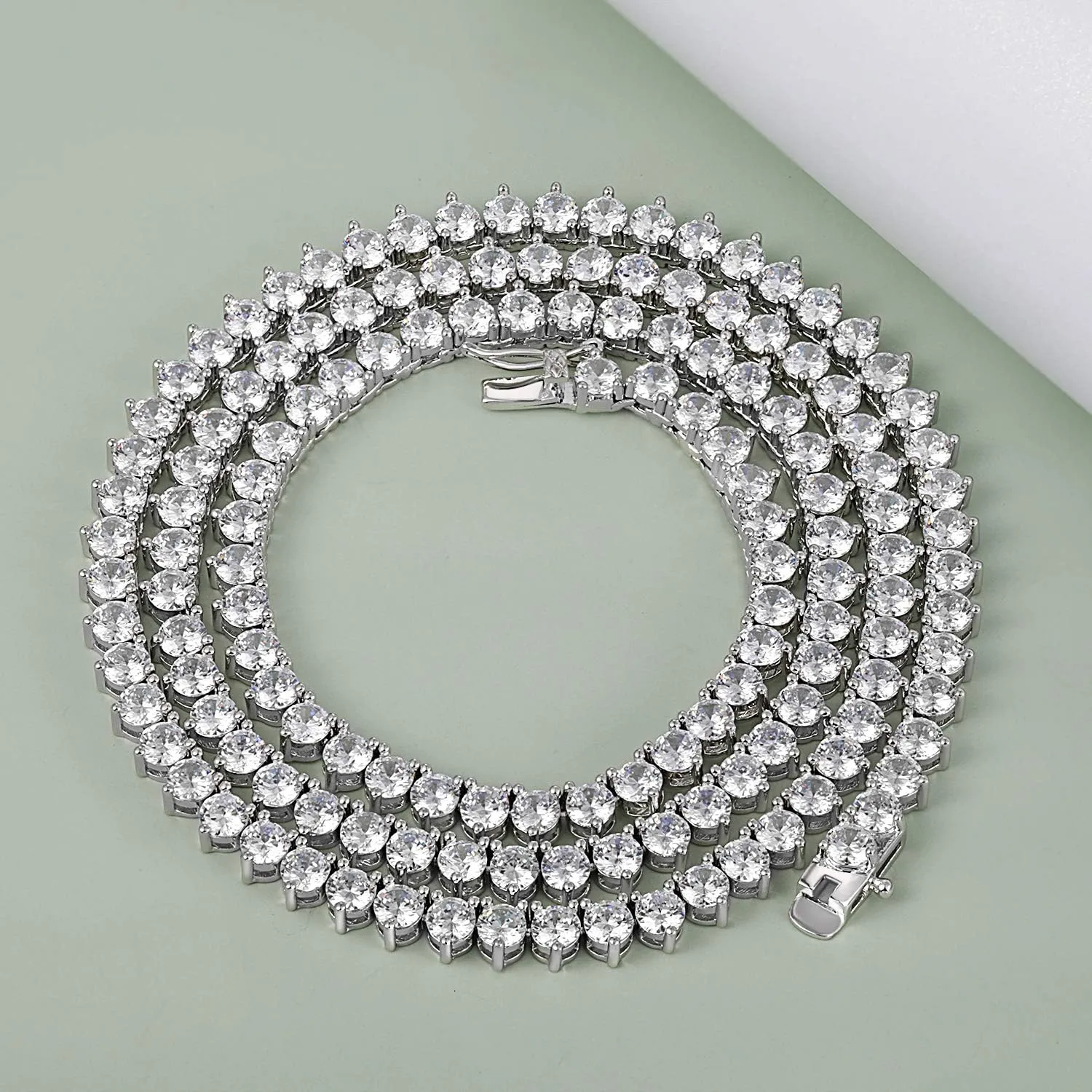 Tennis Necklace for Women and Men 18K Gold Plated Cubic Zirconia Chain, 4mm Round cut CZ Chain