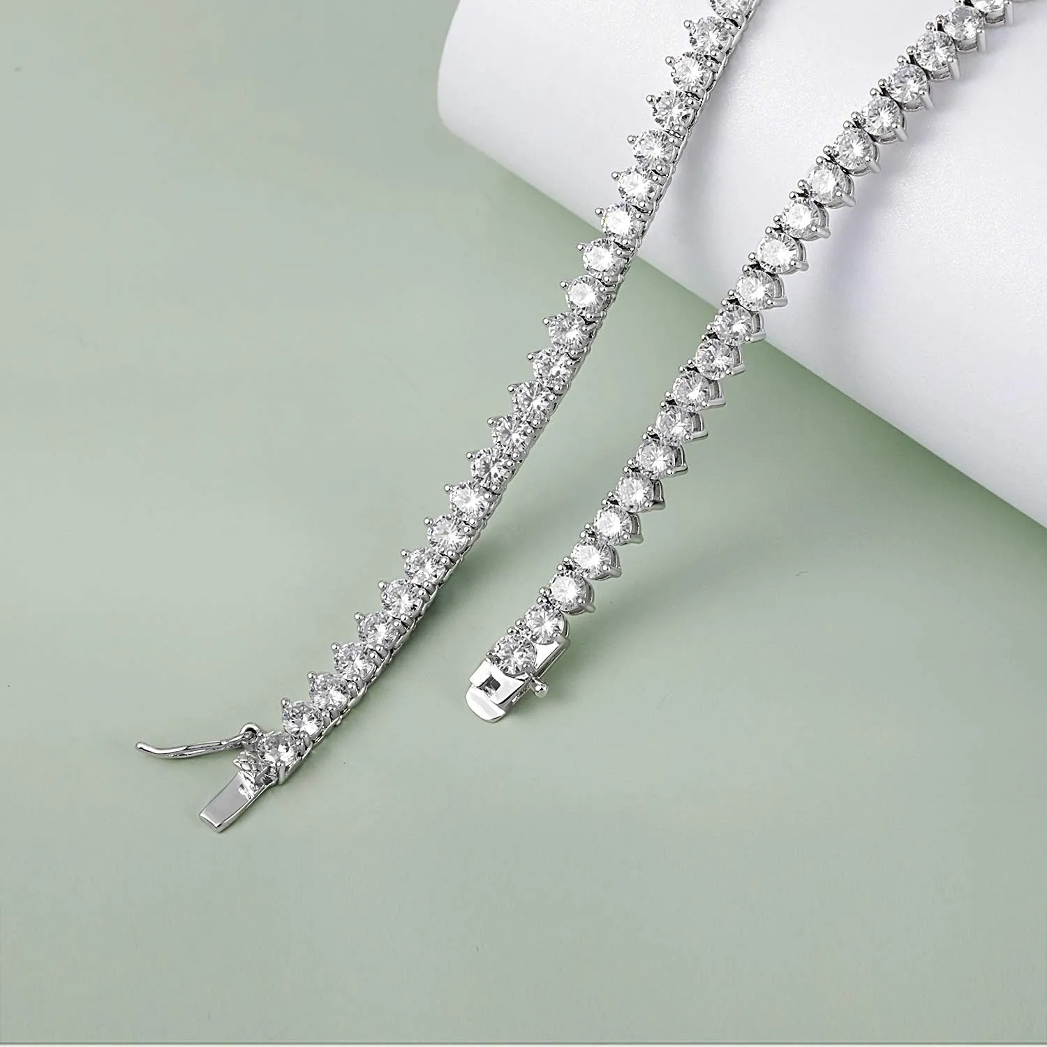 Tennis Necklace for Women and Men 18K Gold Plated Cubic Zirconia Chain, 4mm Round cut CZ Chain