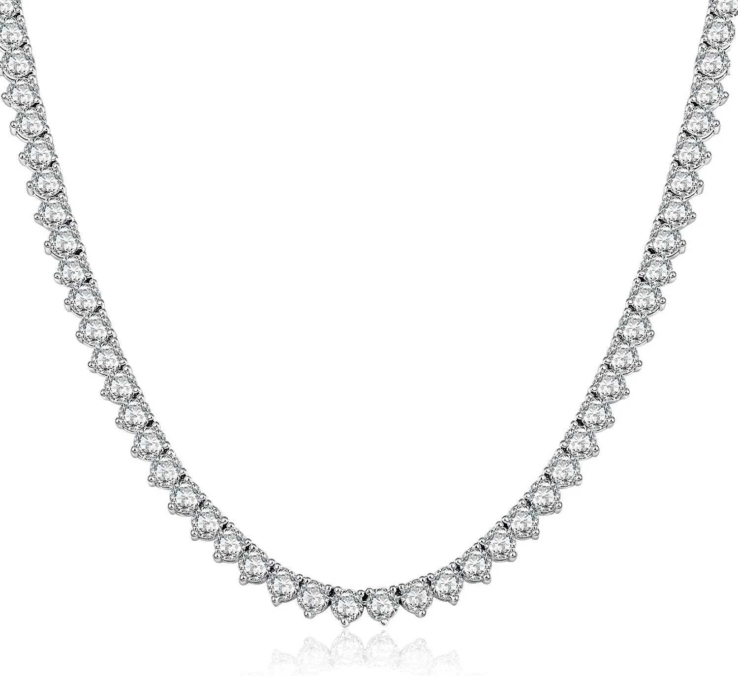 Tennis Necklace for Women and Men 18K Gold Plated Cubic Zirconia Chain, 4mm Round cut CZ Chain