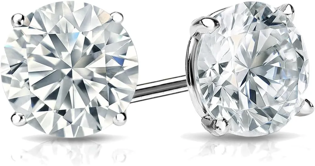 The Diamond Deal IGI Certified .50 to 5.00 Carat Round Brilliant Lab-Grown Diamond 4-Prong Stud Earrings in 14k Yellow, White or Rose Gold With Push Back Closure