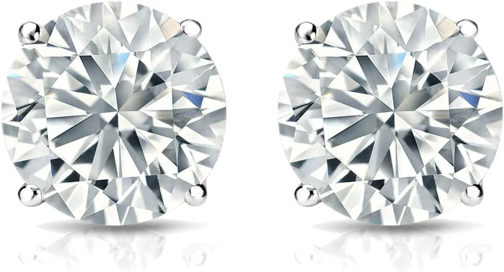 The Diamond Deal IGI Certified .50 to 5.00 Carat Round Brilliant Lab-Grown Diamond 4-Prong Stud Earrings in 14k Yellow, White or Rose Gold With Push Back Closure