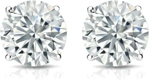 The Diamond Deal IGI Certified .50 to 5.00 Carat Round Brilliant Lab-Grown Diamond 4-Prong Stud Earrings in 14k Yellow, White or Rose Gold With Push Back Closure