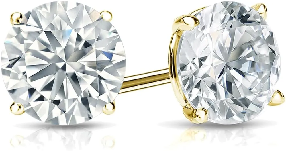 The Diamond Deal IGI Certified .50 to 5.00 Carat Round Brilliant Lab-Grown Diamond 4-Prong Stud Earrings in 14k Yellow, White or Rose Gold With Screw Back Closure