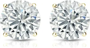 The Diamond Deal IGI Certified .50 to 5.00 Carat Round Brilliant Lab-Grown Diamond 4-Prong Stud Earrings in 14k Yellow, White or Rose Gold With Screw Back Closure