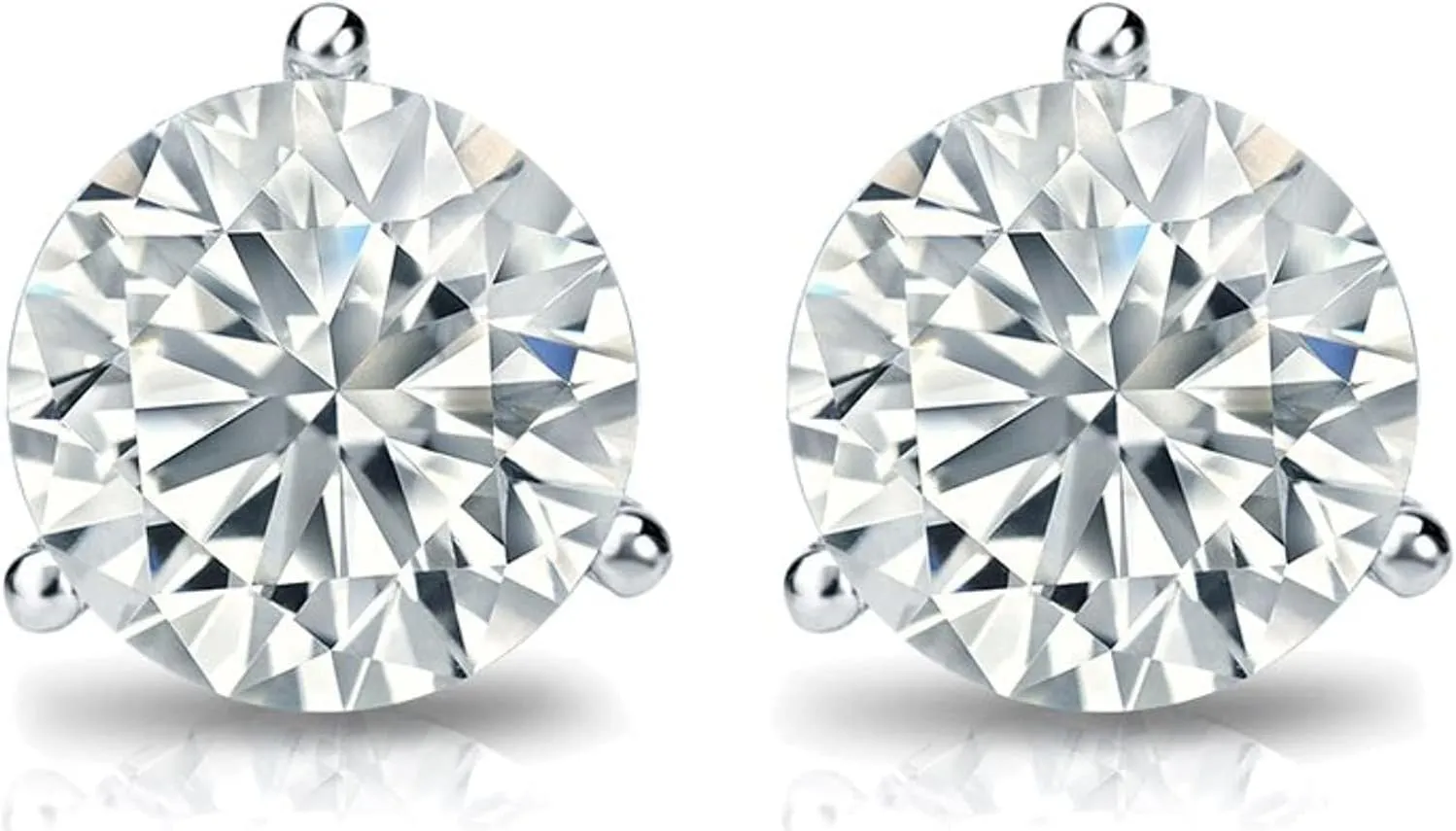 The Diamond Deal IGI Certified .50ct to 5.00 Carat Round Brilliant Lab-Grown Diamond 3-Prong Stud Earrings in 14k Yellow, White or Rose Gold With Push Back Closure