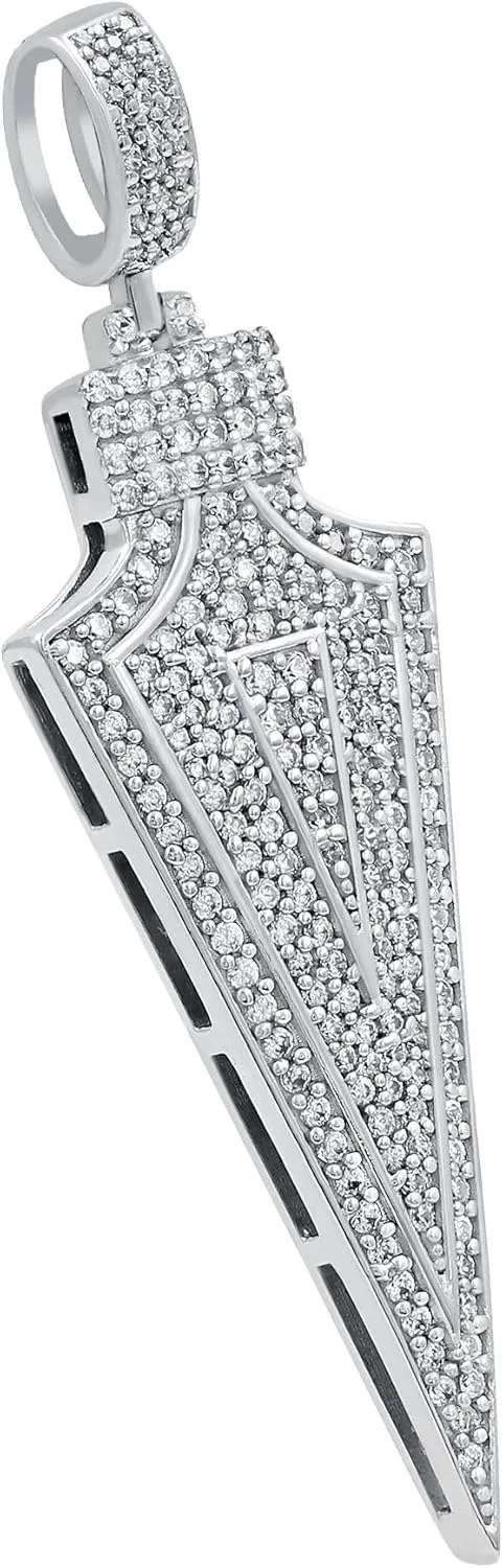 TISHAVI White Gold Plated 925 Silver 0.95-3.50 Cts Moissanite Pendant For Women Men Brilliant Round Cut Iced Out D Color VVS1 Clarity Lab Created Diamond Pendant For Her Him