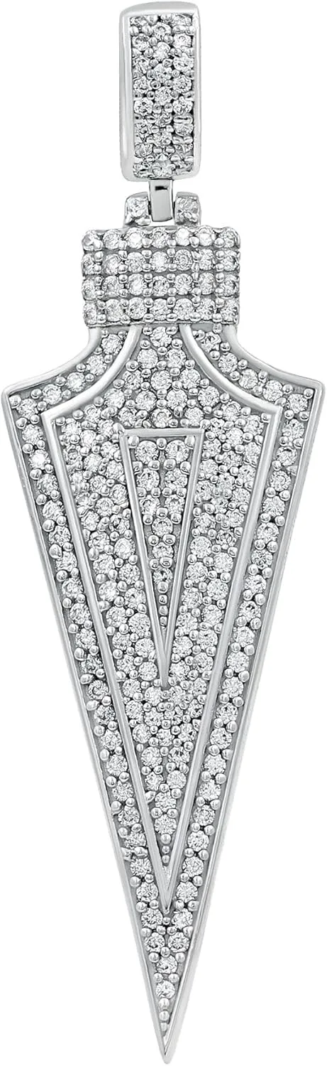 TISHAVI White Gold Plated 925 Silver 0.95-3.50 Cts Moissanite Pendant For Women Men Brilliant Round Cut Iced Out D Color VVS1 Clarity Lab Created Diamond Pendant For Her Him