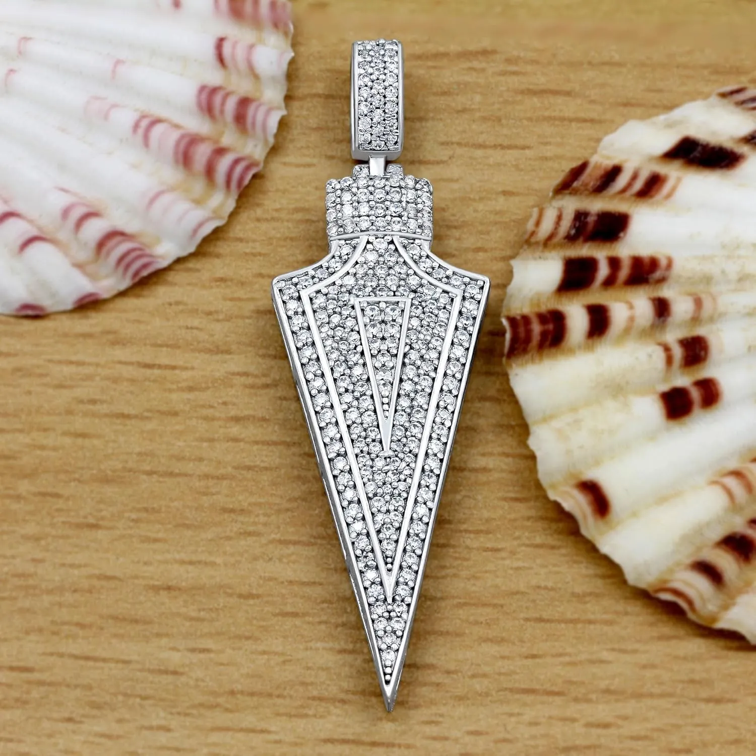 TISHAVI White Gold Plated 925 Silver 0.95-3.50 Cts Moissanite Pendant For Women Men Brilliant Round Cut Iced Out D Color VVS1 Clarity Lab Created Diamond Pendant For Her Him