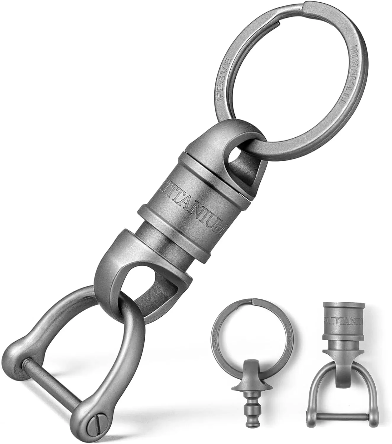 TISUR Titanium Quick Release Swivel Keychain, Detachable Keychain Pull Apart Key Chain Carabiner Holder for Car Keys