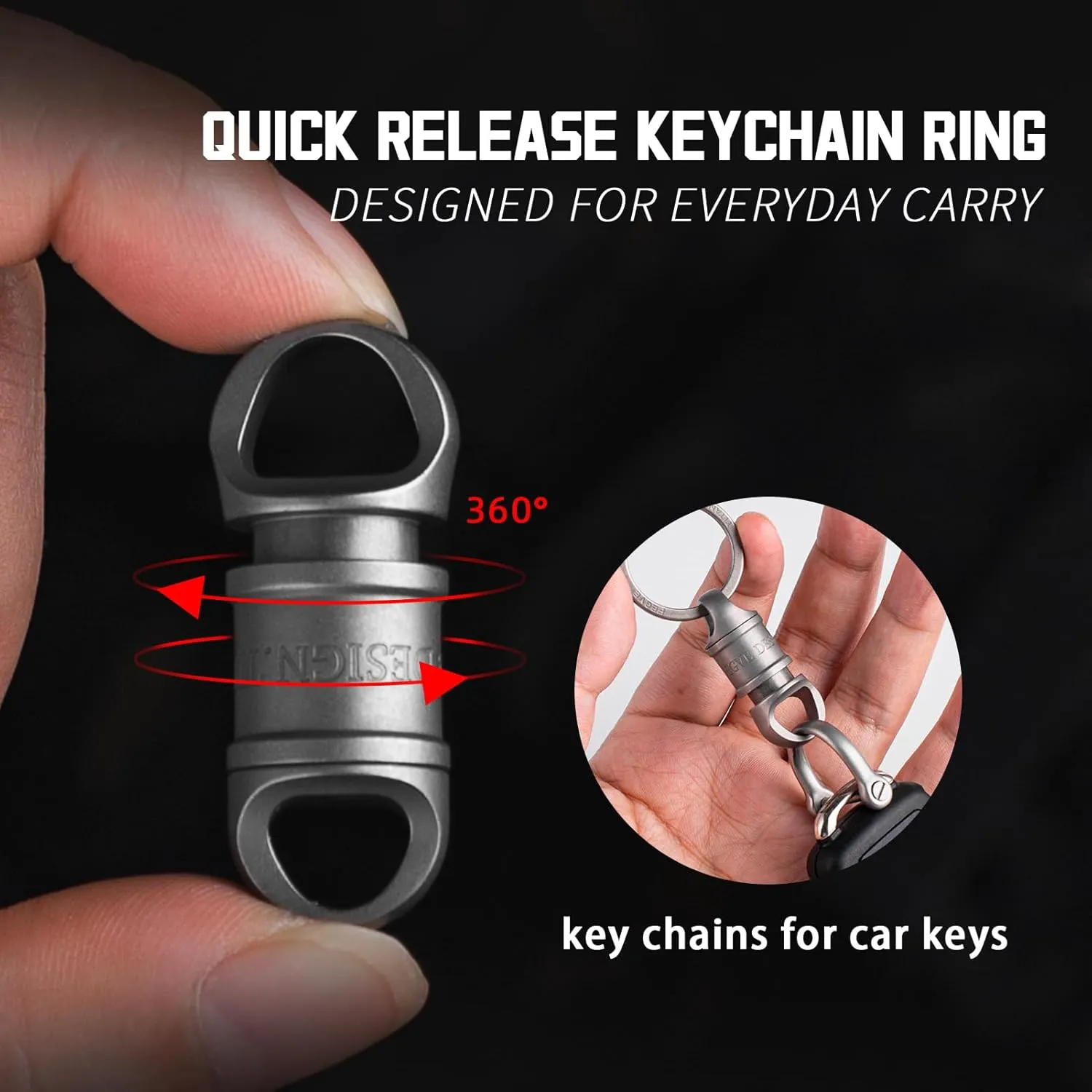 TISUR Titanium Quick Release Swivel Keychain, Detachable Keychain Pull Apart Key Chain Carabiner Holder for Car Keys