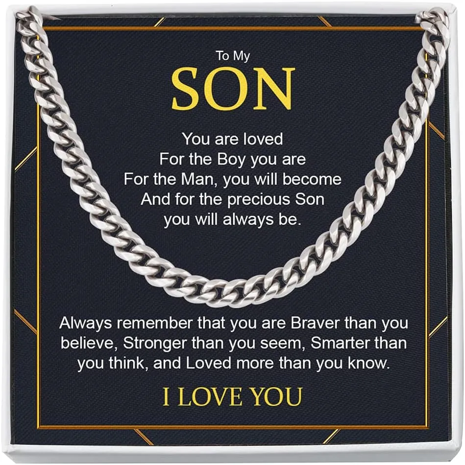 To My Son Cuban Chain Necklace, Gift For Son Necklace Jewelry
