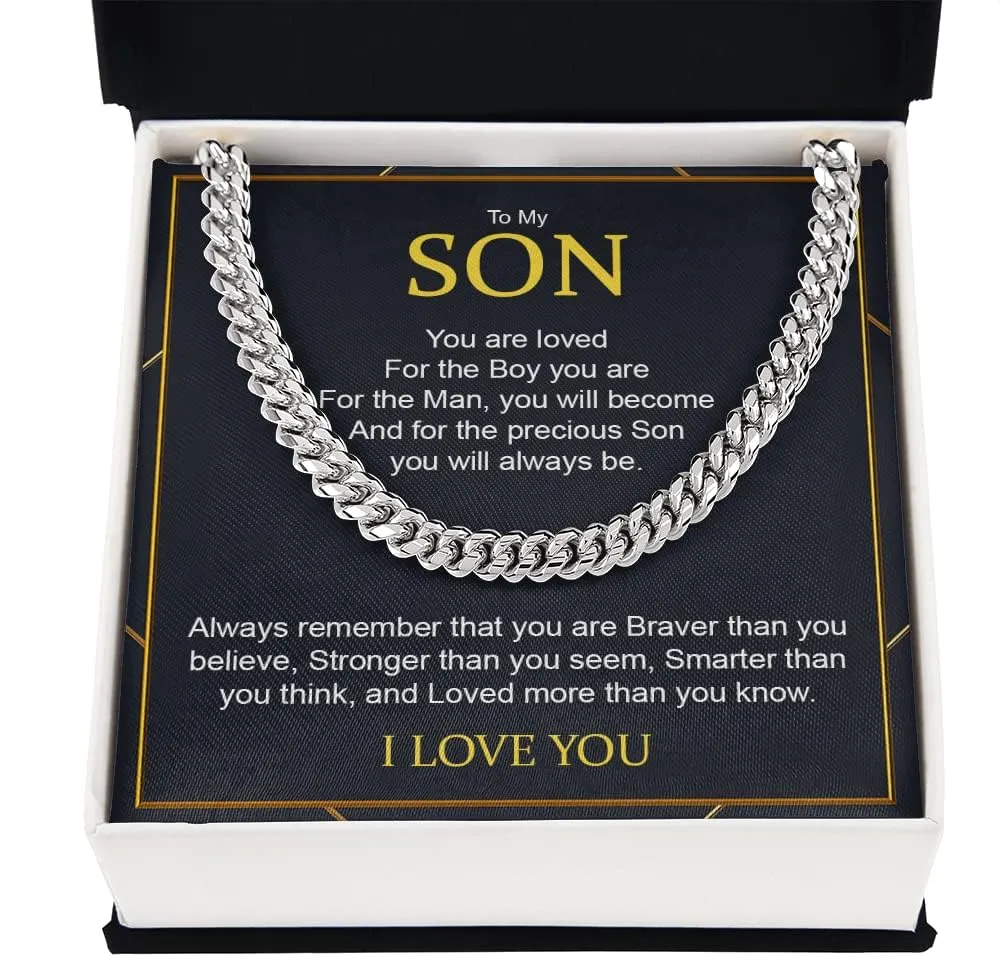 To My Son Cuban Chain Necklace, Gift For Son Necklace Jewelry