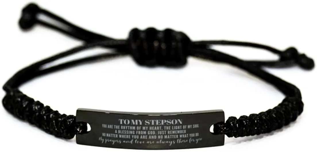 to My Stepson Rope Bracelet Gifts Stepson My Prayers and Love are Always There for You. Stepson Birthday Idea. Stepson Inspirational Movitional Gifts