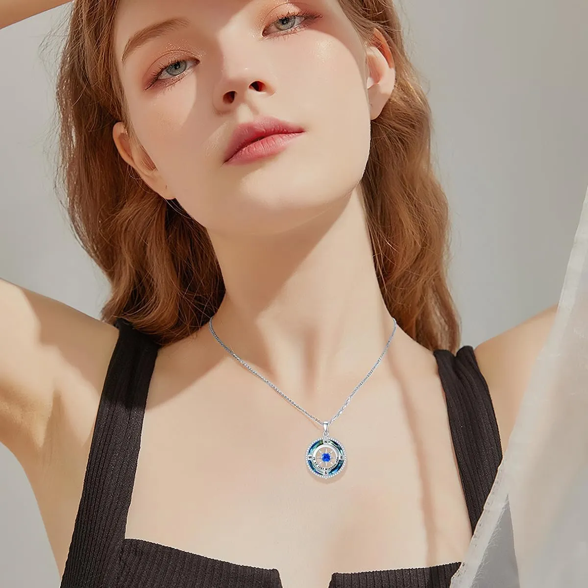 TOUPOP Compass Necklace for Women 925 Sterling Silver I'd be Lost without You Compass Pendant Birthstone Necklaces Anniversary Jewelry Birthday Gift for Girlfriend Wife Graduation Gifts for Her Daugthter