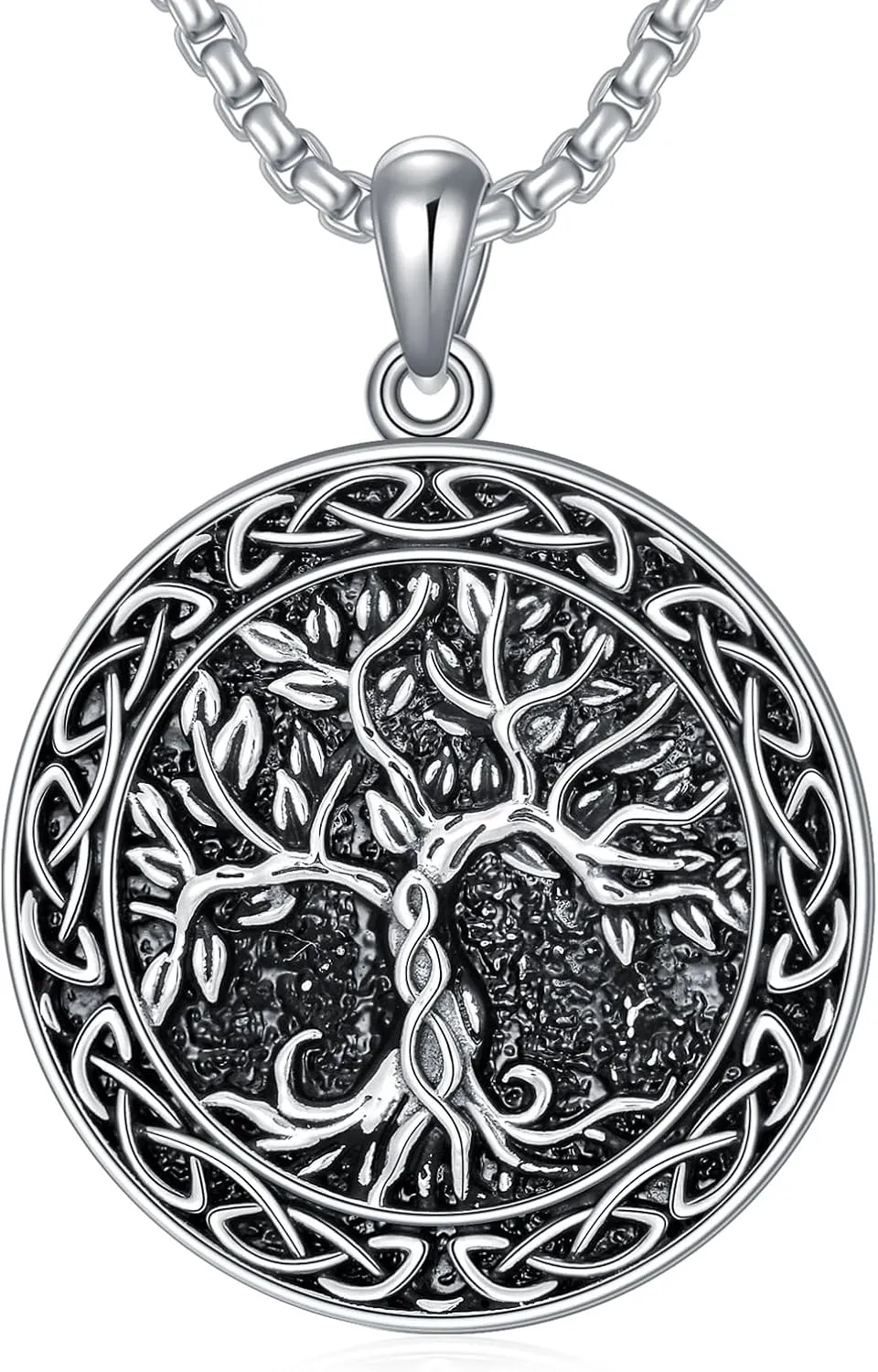 Tree of Life Necklace for Men 925 Sterling Silver Tree of Life Pendant Necklace Norse Jewelry Gifts for Men Women
