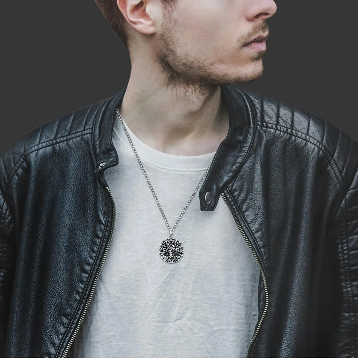 Tree of Life Necklace for Men 925 Sterling Silver Tree of Life Pendant Necklace Norse Jewelry Gifts for Men Women